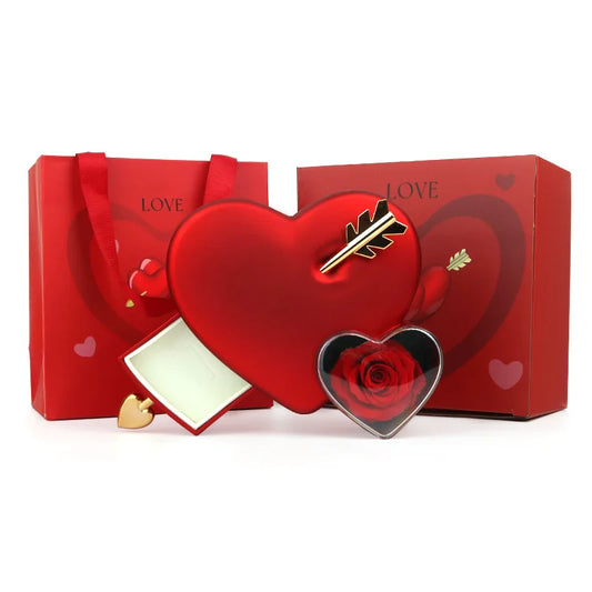 Arrow-Thru-Heart Rose Jewelry Gift Box – Creative Valentine’s Day Ring & Necklace Packaging